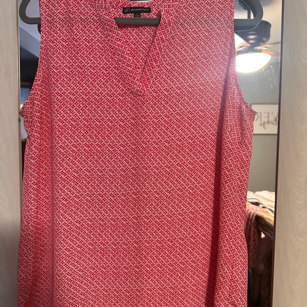 Adrianna Papell Red Geometric Sleeveless Blouse
